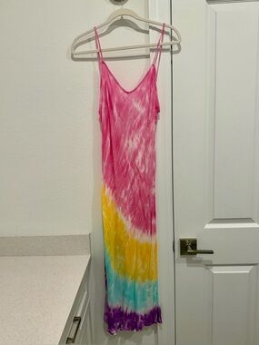 Spiritual Gangster Slip Dress in Pink, Yellow, Blue & Purple